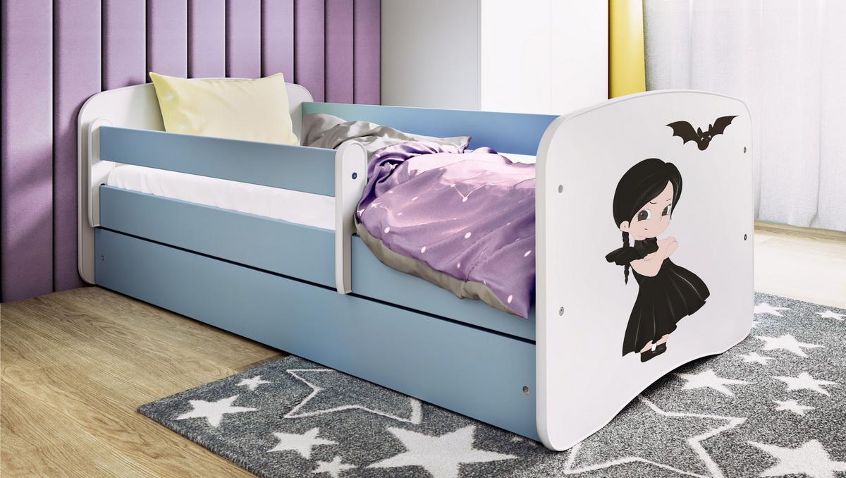 KINDERBETT mit Schublade Mädchen in Schwarz und Matratze 180/80 - Blau, Holzwerkstoff (80/180cm) - RAUMHIRSCH FURNITURE
