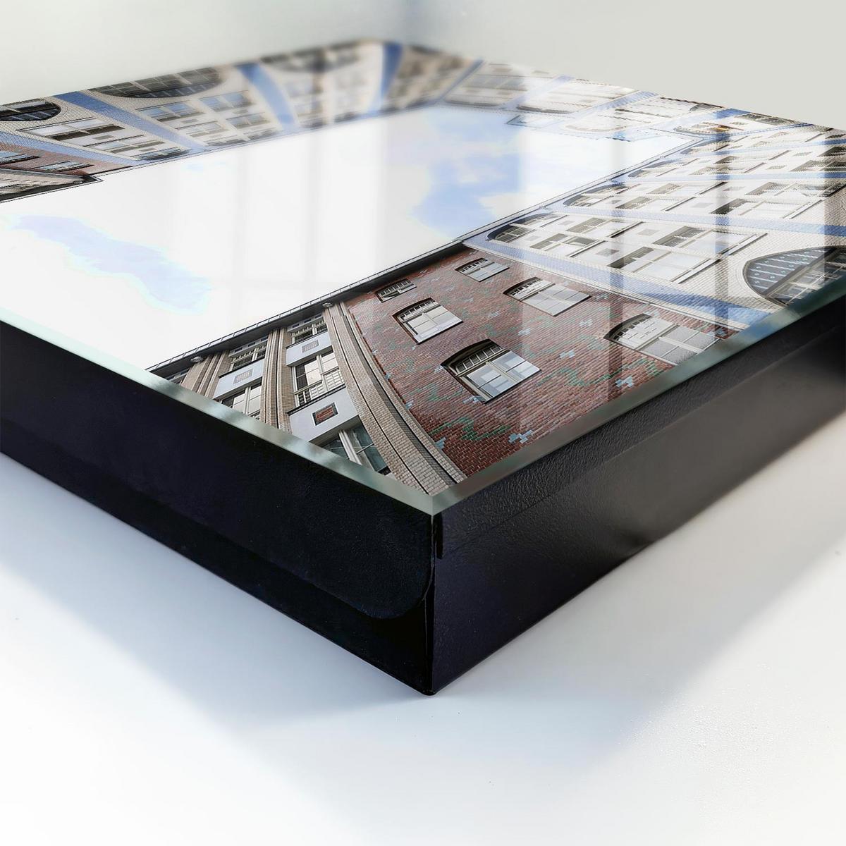 SCHLÜSSELBOX Schwarz 30x30 cm- Türöffnung nach rechts - Moderne Architektur - Weiß, Metall (30/30/5cm) - TULUP
