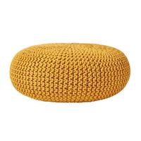 STRICK-POUF senfgelb, Bodenkissen rund 70/70/23 cm - Currygelb, Textil (70/23/70cm) - Homescapes