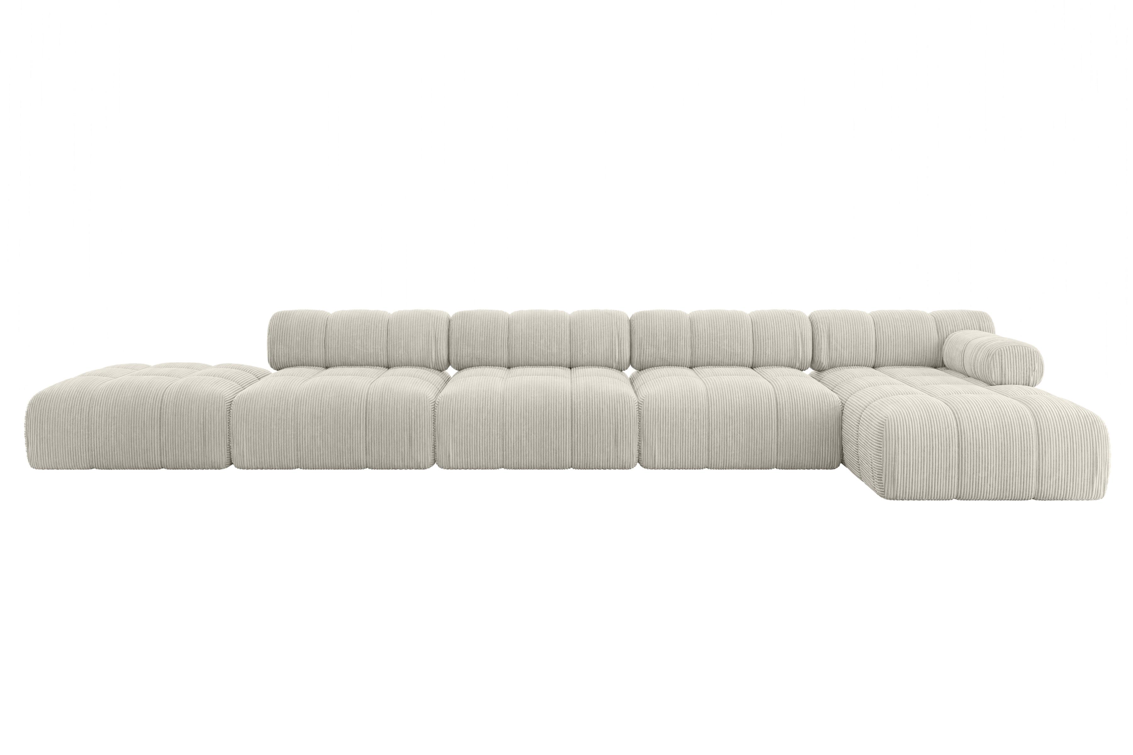 ECKSOFA modulares Sofa Lizur-L3 - 475x160x70 cm Creme Cord - Hellgrau/Creme, Holzwerkstoff/Textil (475/160cm) - ALTDECOR