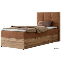 BOXBETT ALBERO 1 90/200 - Orange Stukture - Topper Visco - H4 - Rechts - Schwarz/Orange, Kunststoff/Textil (90/200cm) - MKS