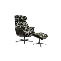 RELAXSESSEL TOSAR Grün Webstoff Relaxfunktion - Silberfarben/Grün, Textil/Metall (83/110/89cm) - KAWOLA