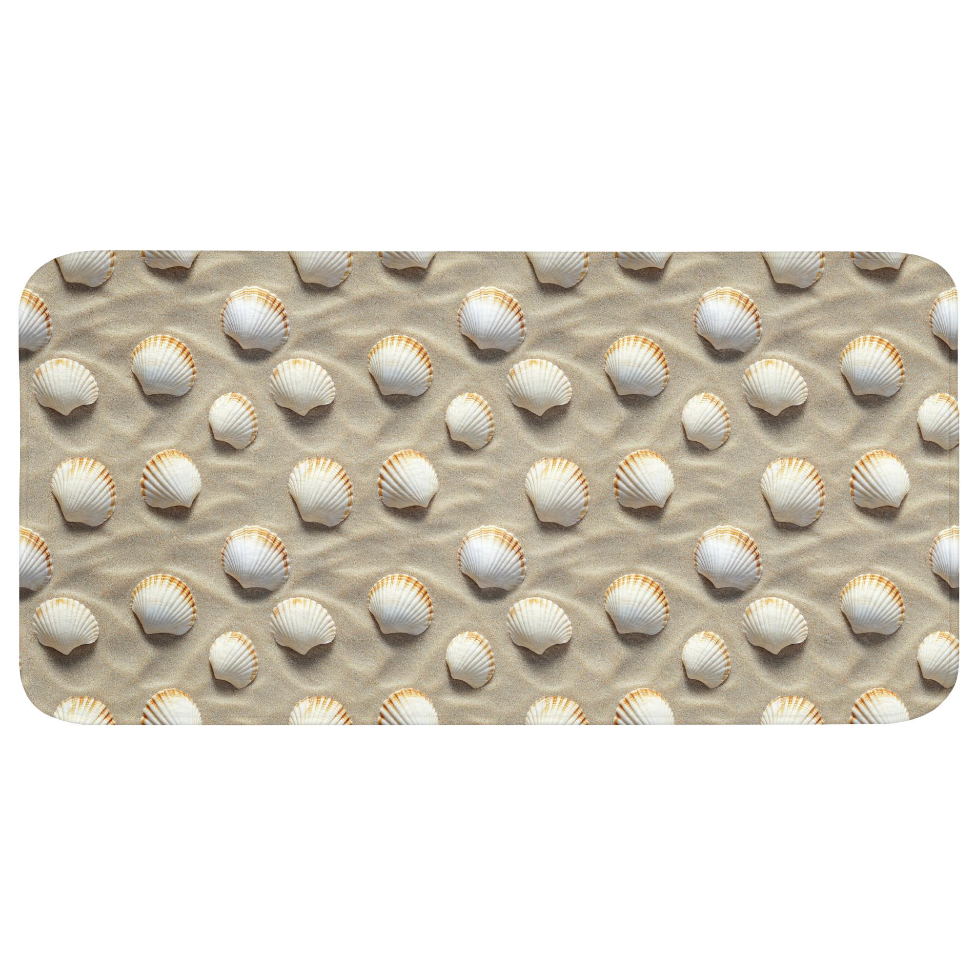 BADEMATTE Muscheln - Sand - Maritim Badezimmerteppich 120x60 cm - Sandfarben, Textil (120/60cm) - OnlyWow