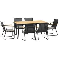 SITZGRUPPE 7-teilig Metall Essgruppe für 6 Personen Esstisch mit Tisch 6 Stühlen - Naturfarben, Metall - Outsunny