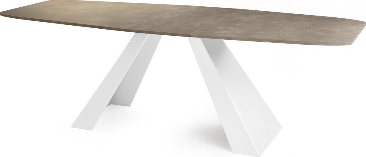 ESSTISCH Monte Weiß rechteckig ausziehbar, Dunkelgrauer Chicago Beton 160-200/80/76 cm - Dunkelgrau/Weiß, Holzwerkstoff/Metall (80/198/76cm) - WFL GROUP