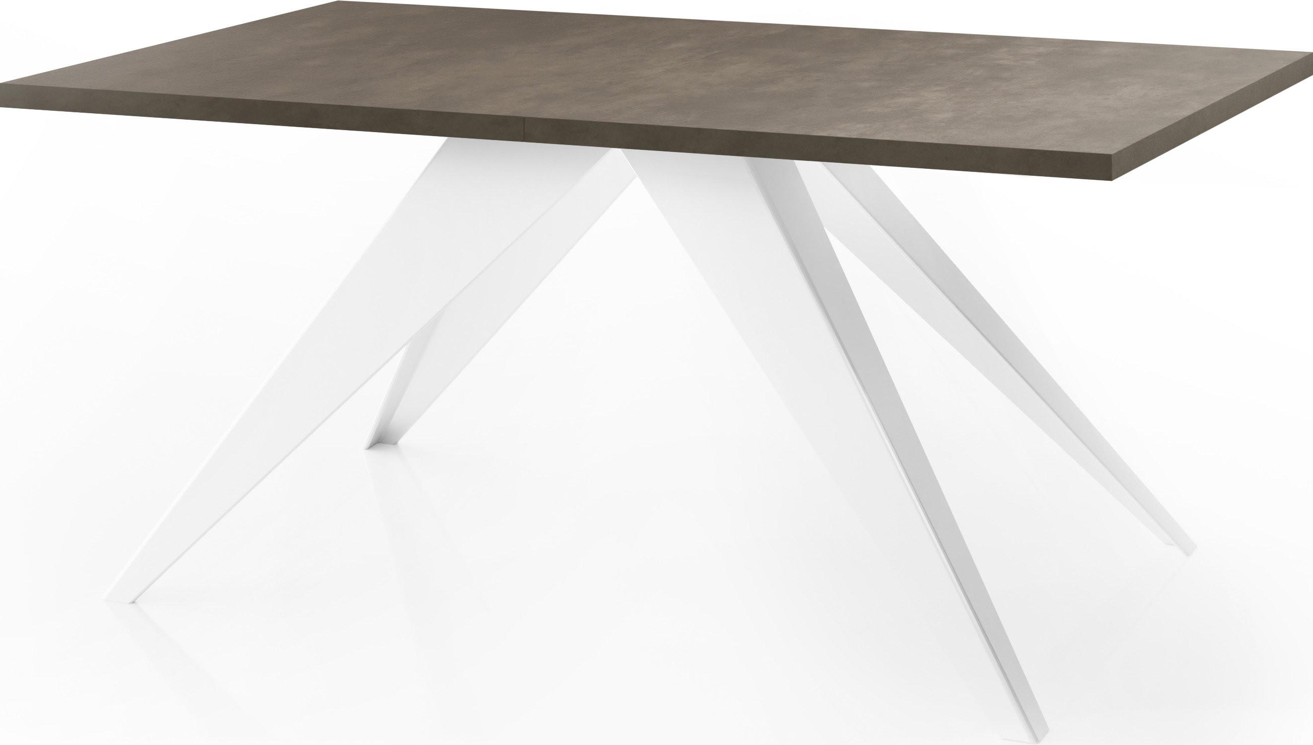 ESSTISCH Vance Weiß rechteckig ausziehbar, Dunkelgrauer Chicago Beton 140-240/80/76 cm - Dunkelgrau/Weiß, Holzwerkstoff/Metall (80/240/76cm) - WFL GROUP