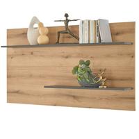 WANDPANEEL Evoke Eiche, grau 155 cm, Wandregal inklusive Beleuchtung - Eichefarben/Grau, Holzwerkstoff/Metall (155/80/20cm) - Furn.Design
