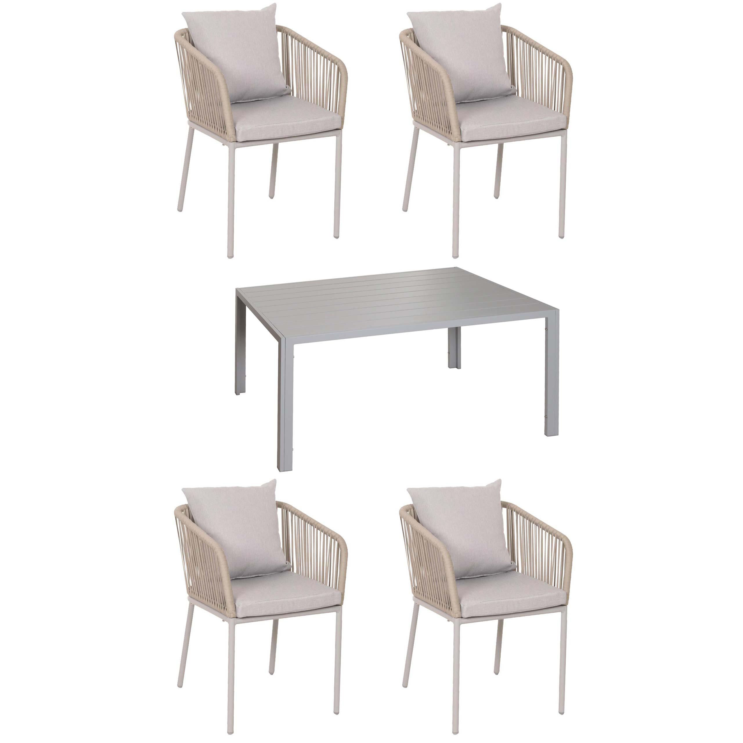 GARTENGARNITUR Grau 5-teilig-Set - Grau, Metall - MCW