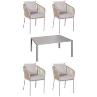 GARTENGARNITUR Grau 5-teilig-Set - Grau, Metall - MCW