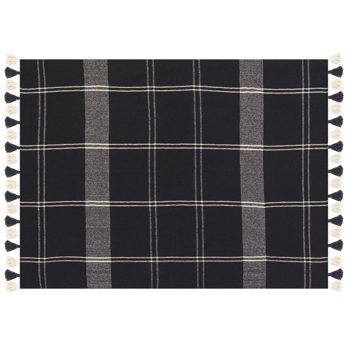 DECKE Schwarz Kulac 130/170 cm - Schwarz, Naturmaterialien/Textil (130/170cm) - Beliani