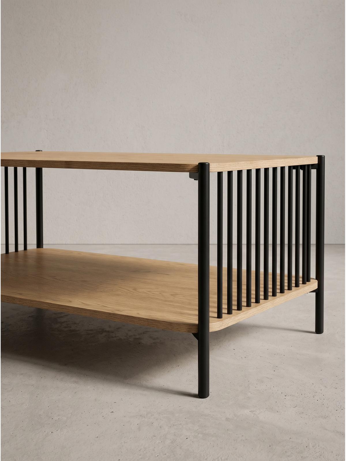COUCHTISCH KAMARI, MDF, mit Stauraum, in Holzoptik, Eichenoptik, 110 x 60 x 42 cm - Schwarz/Braun, Holzwerkstoff/Metall (60/110/42cm) - KADIMA DESIGN