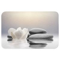 WC-VORLEGER Steine - Lotus - Weiß - Wasser - Zen Toilettenvorleger 60x40 cm - Weiß, Textil (60/1cm) - OnlyWow