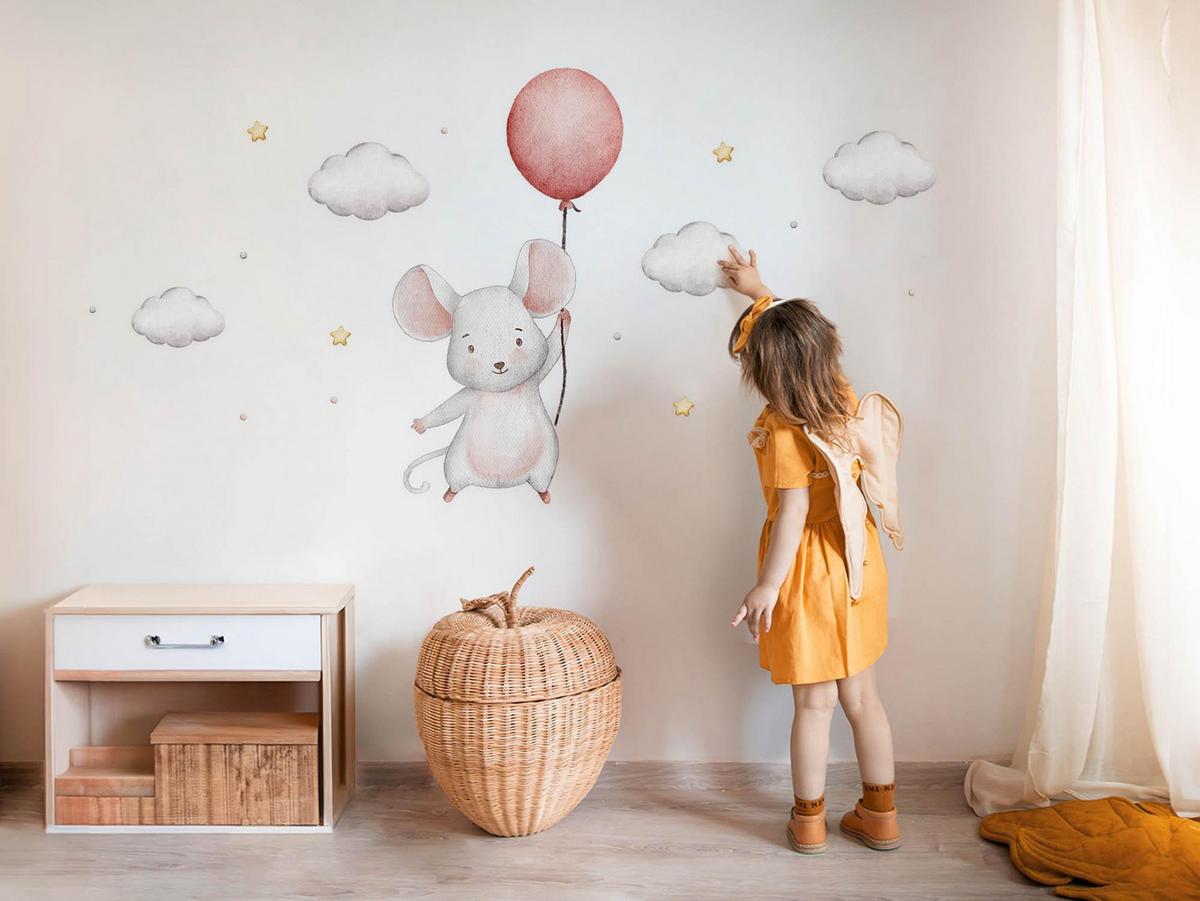 WANDAUFKLEBER 130x231cm - Süße Maus - Multicolor, Kunststoff (130/231/0.1cm) - Wallfluent