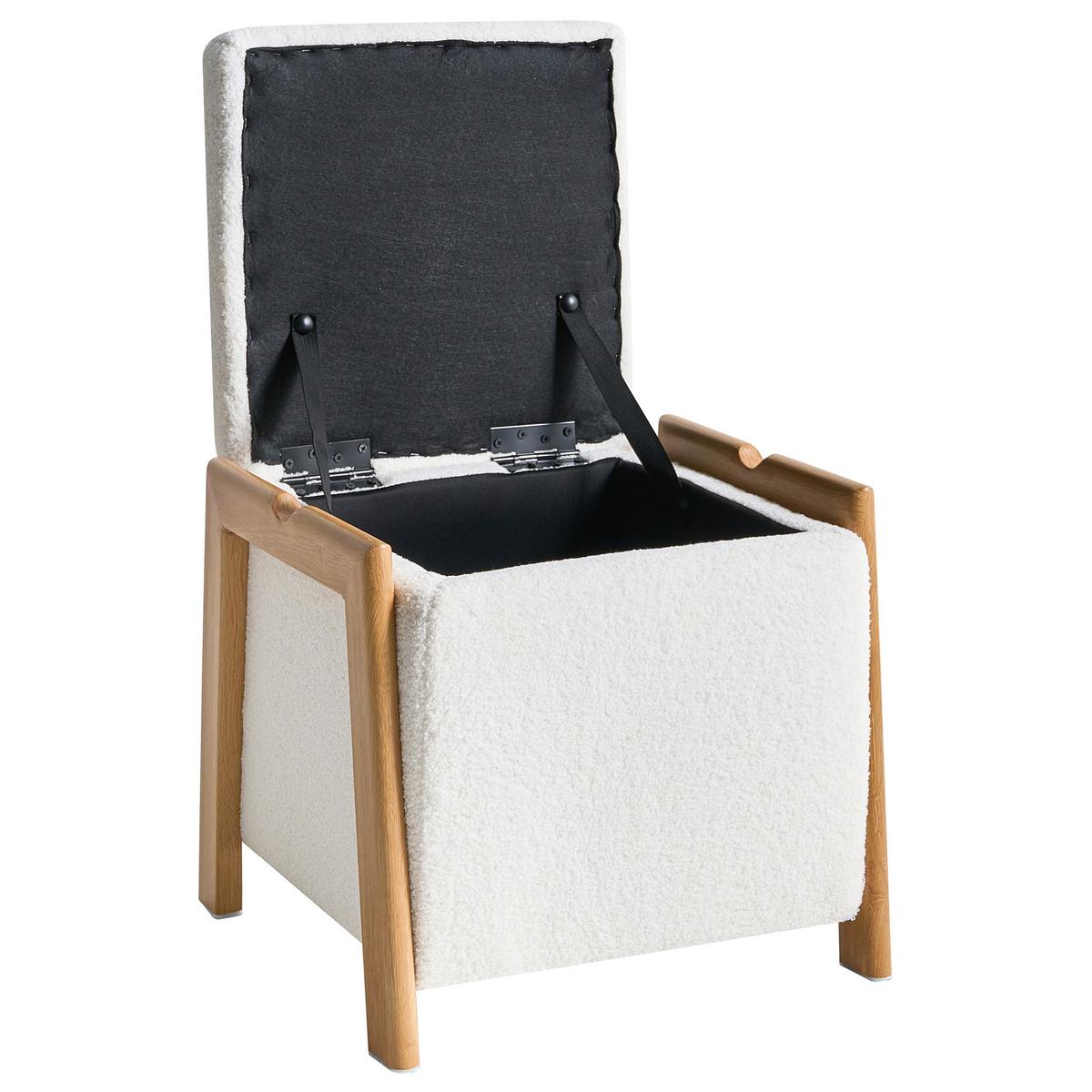 POUF mit Stauraum Bouclé 45 cm Weiß Edland - Weiß, Textil (45/44/43cm) - Beliani