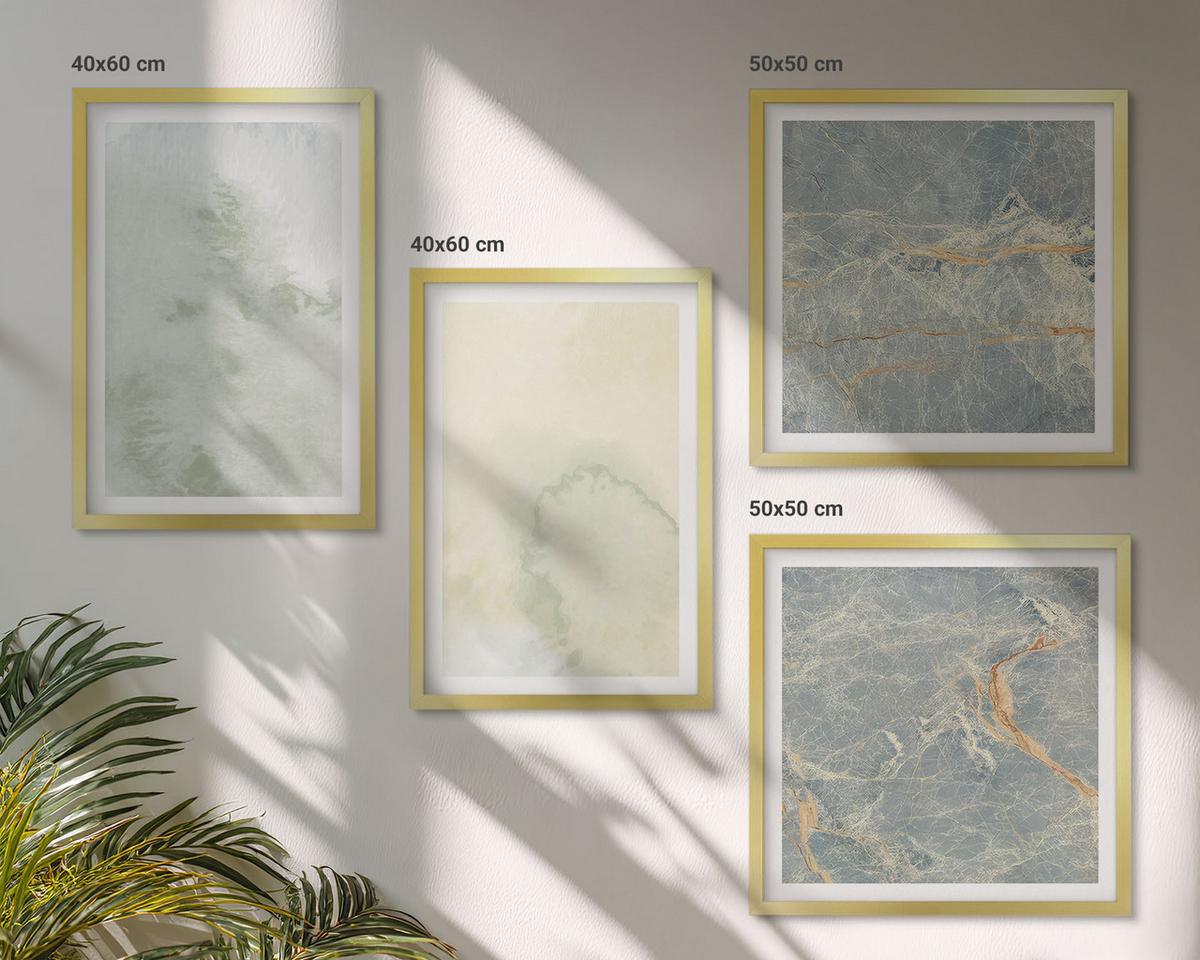 BILDER SET 4er Set - 50x50 cm & 40x60 cm Goldrahmen - Pastellfarben auf Aquarellleinwand - Goldfarben, Kunststoff (50/50cm) - TULUP