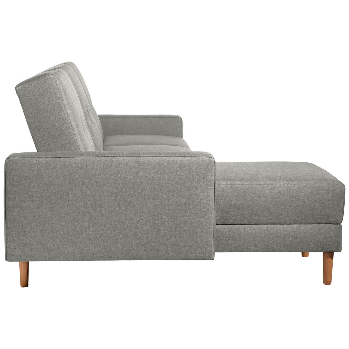 FUNKTIONSSOFA mit Hocker Kattie Flachgewebe hellgrau - Hellgrau, Kunststoff (144/230cm) - 58aufmkessel