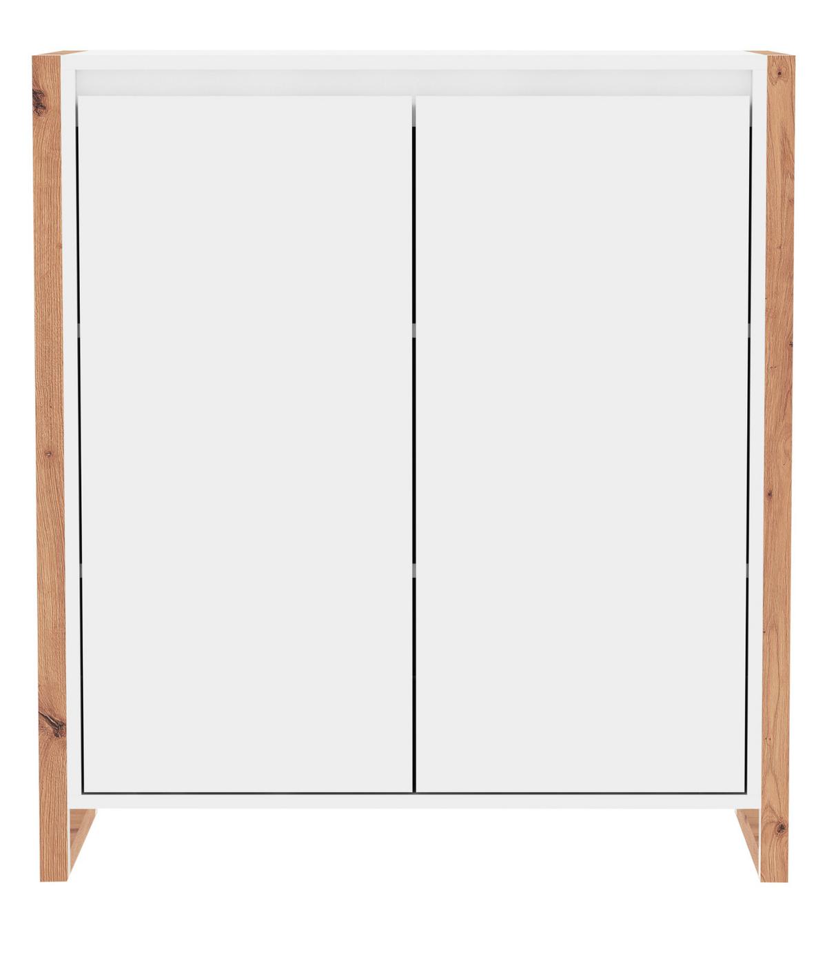 KOMMODE weiß, Eiche Artisan 80 x 88 cm, Anrichte 2-türig - Weiß/Eiche Artisan, Holzwerkstoff (80/88/40cm) - Furn.Design