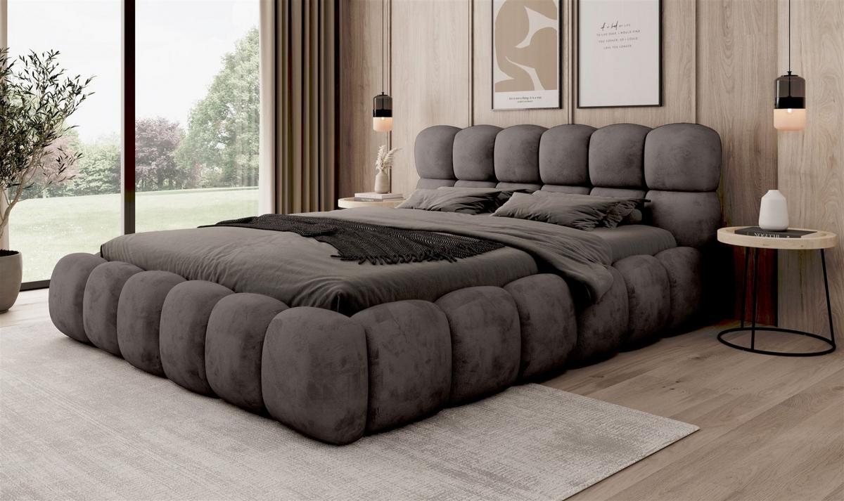 POLSTERBETT Aurelia Komplettset - Anthrazit, Holzwerkstoff/Textil (180/200cm) - Fun Möbel