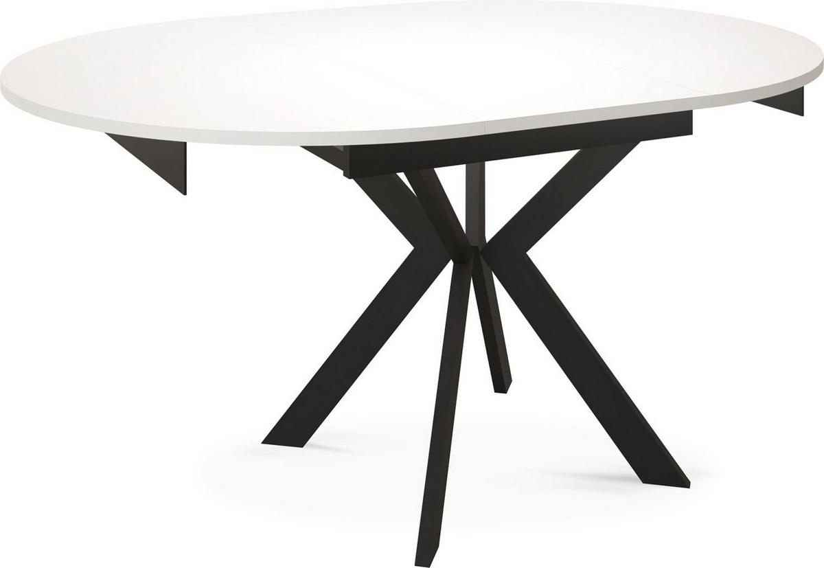 ESSTISCH Lily runder ausziehbarer, Weiß 100-140/100/76 cm - Schwarz/Weiß, Holzwerkstoff/Metall (100/140/76cm) - WFL GROUP