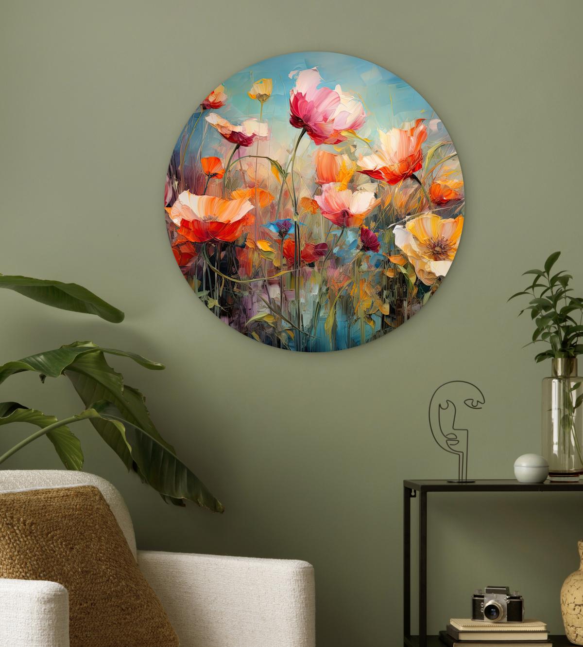WANDBILD Blumen - Aquarell - Kunst - Botanisch - Natur Wanddeko Schlafzimmer 60x60 cm - Orange, Kunststoff (60/60cm) - MuchoWow
