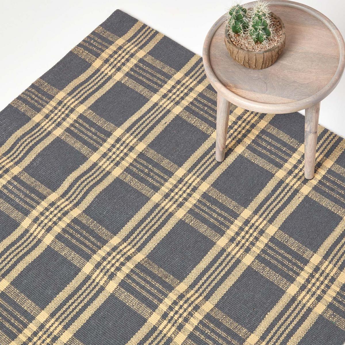 HANDWEBTEPPICH Douglas kariert 120/170 cm - Grau, Textil (120/170cm) - Homescapes