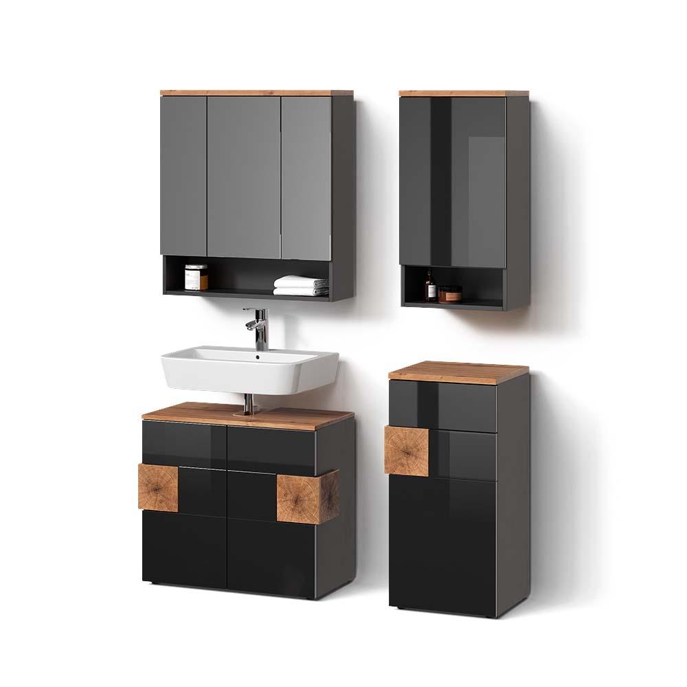BADMÖBEL-SET Tanaro Anthrazit 4 Teile - Anthrazit, Holzwerkstoff (73/64/37cm) - Livinity®
