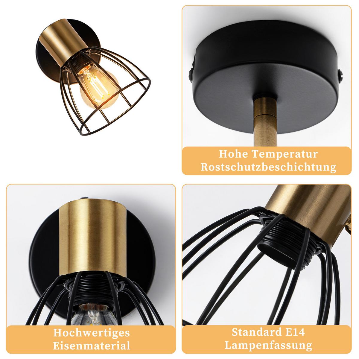 WANDLEUCHTE Veyra 10/13.5/14 cm - Schwarz, Metall (13.5/14/10cm) - ZMH