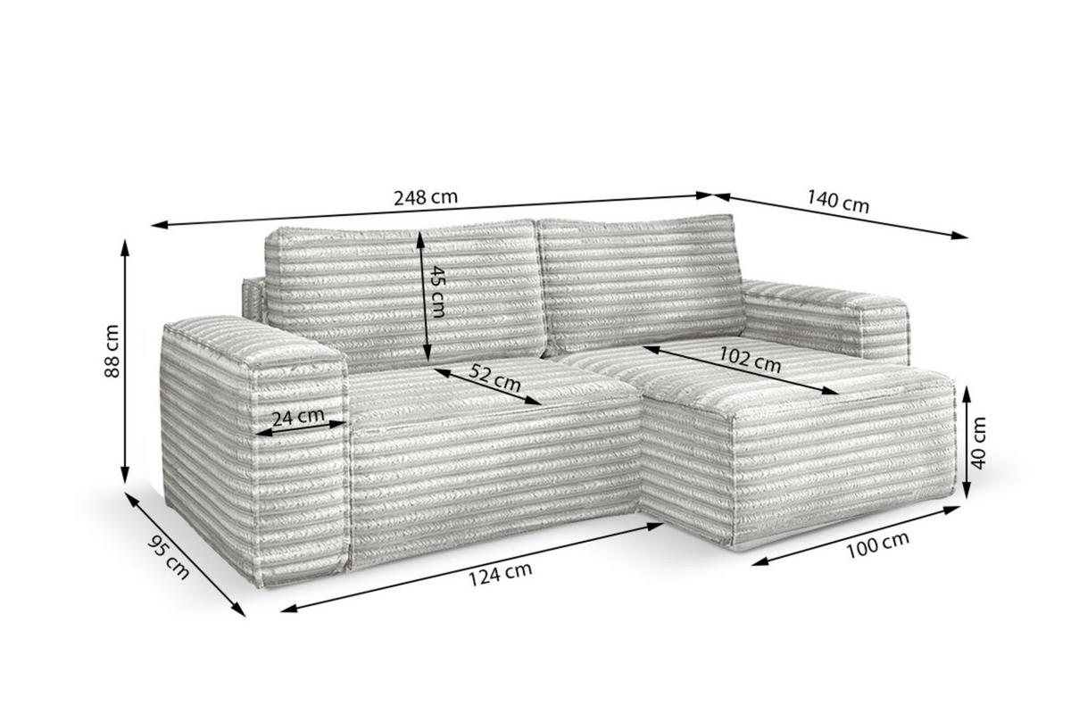 ECKSOFA Schlafsofa Madlen - Anthrazit, Holzwerkstoff/Textil (248/140cm) - Fun Möbel