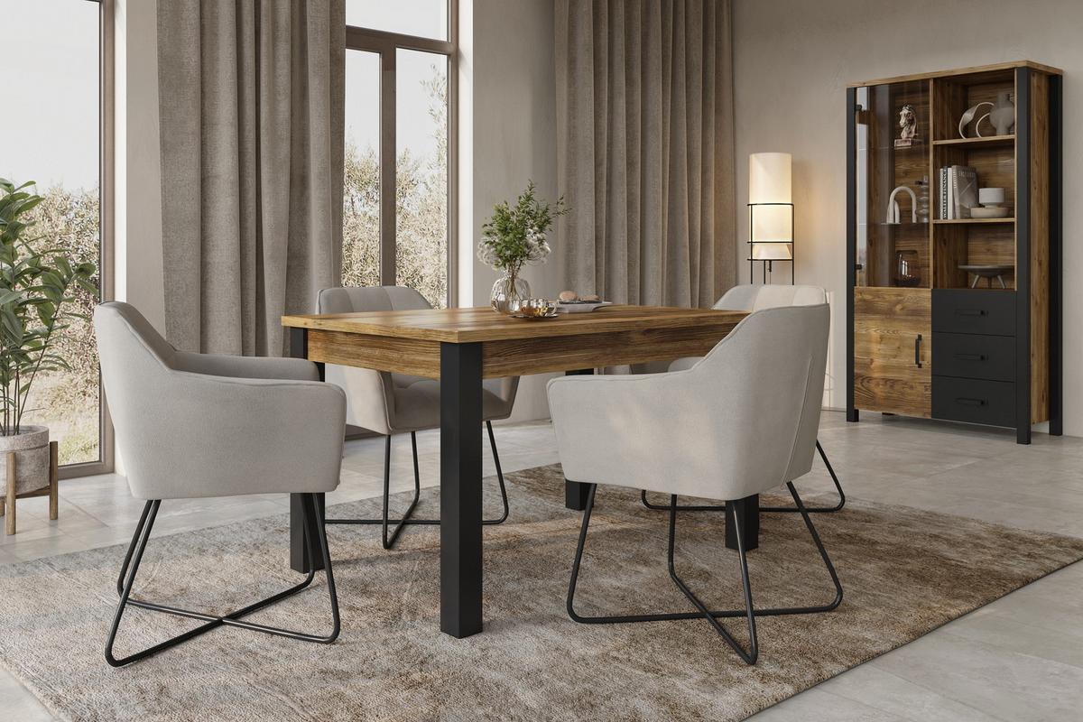 ESSTISCH ALIVO 180 x 95 x 77 cm - Schwarz, Holz (180/95/77cm) - MASSENO