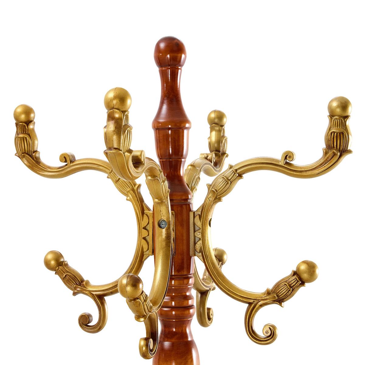 GARDEROBENSTÄNDER massivholz in holz- & gold-optik mit regenschirmhalter und mehrstöckigen haken - Eichefarben, Holz (50/195/50cm) - Urban Meuble