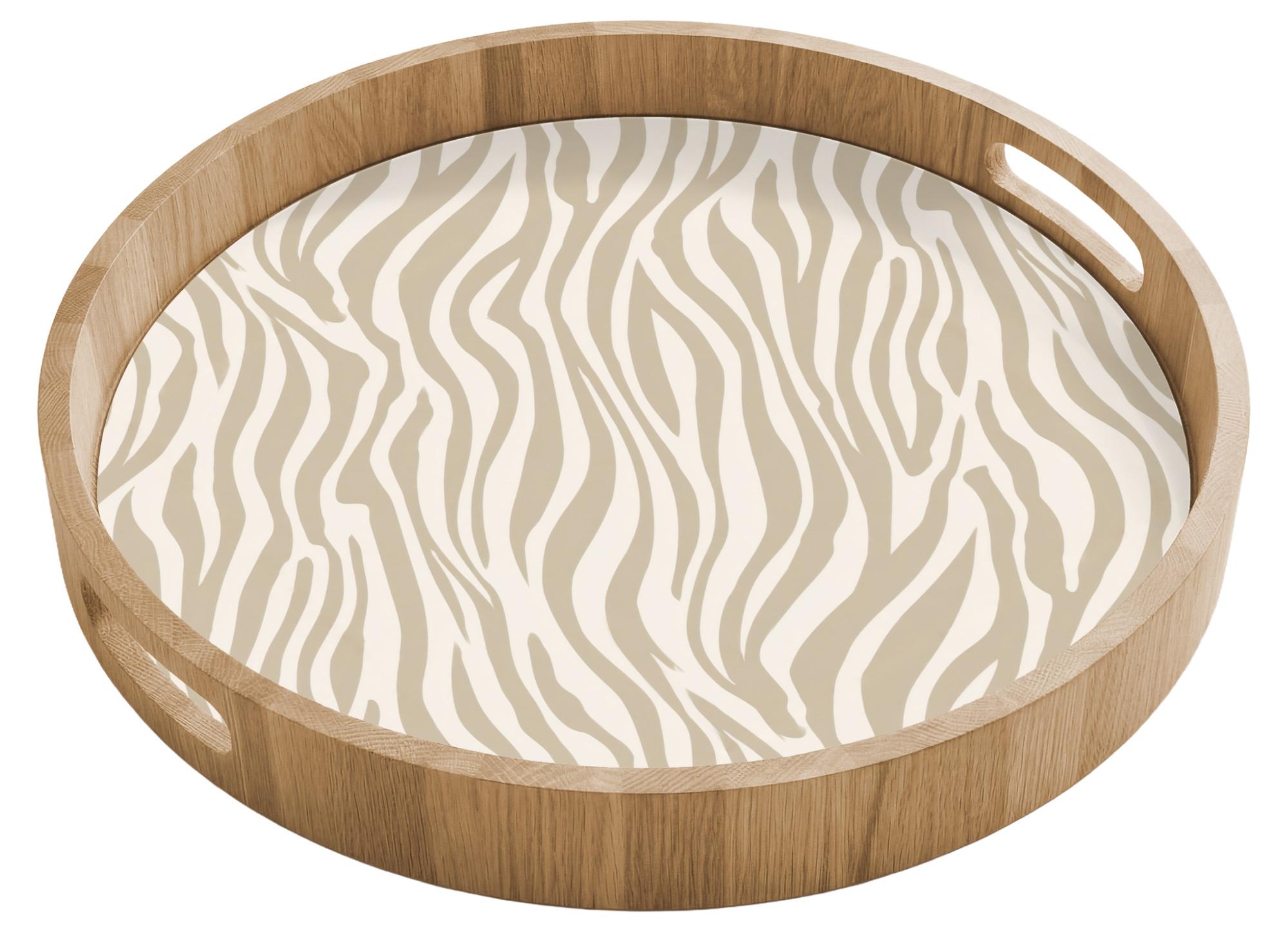 TABLETT Zebra - Muster - Beige 40x40 cm - Beige, Holz (40/5/5cm) - OnlyWow