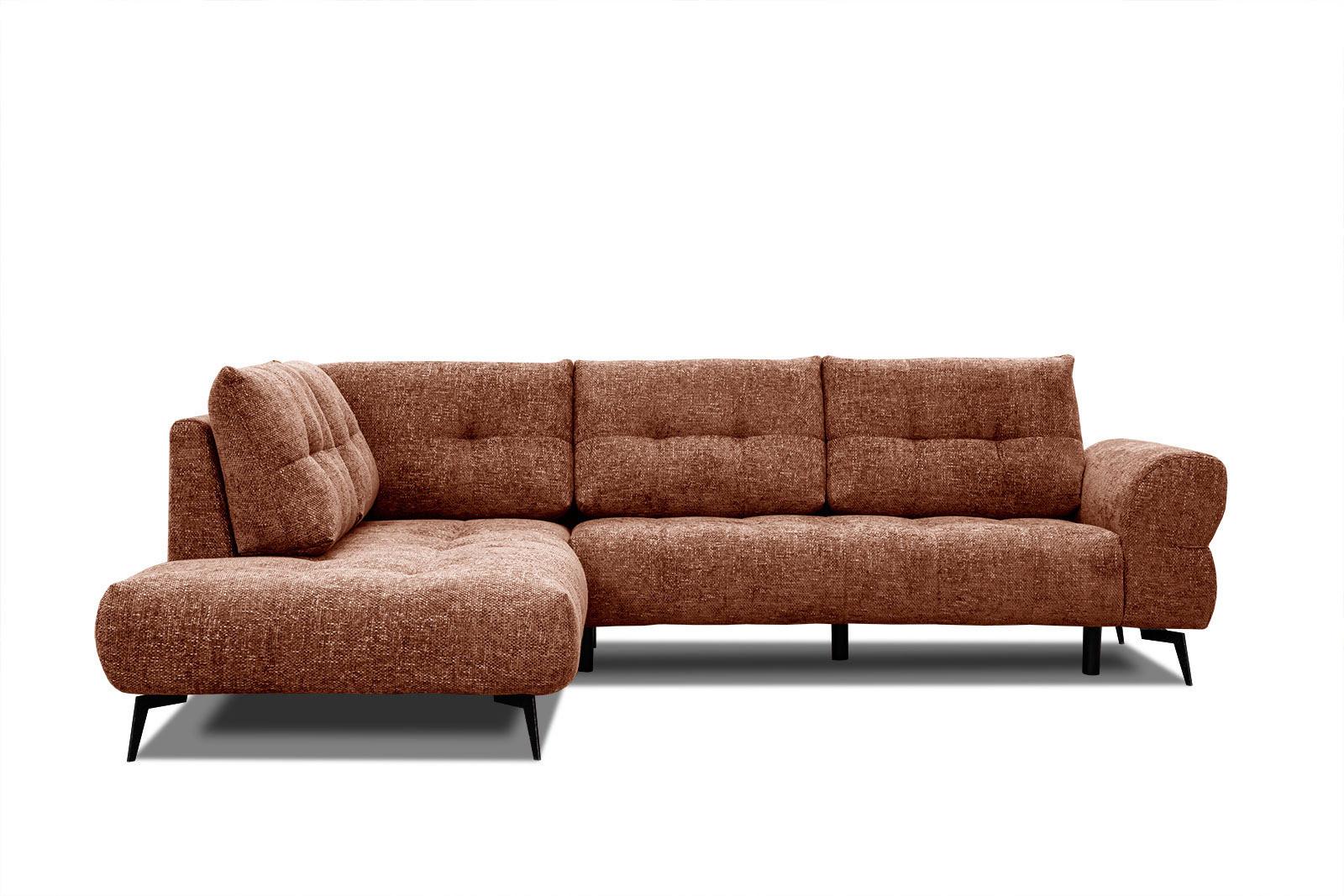 ECKSOFA SALVINI 5-Sitzer, dunkelorange - Dunkelorange/Schwarz, Holzwerkstoff/Textil (158/292cm) - Wozimo