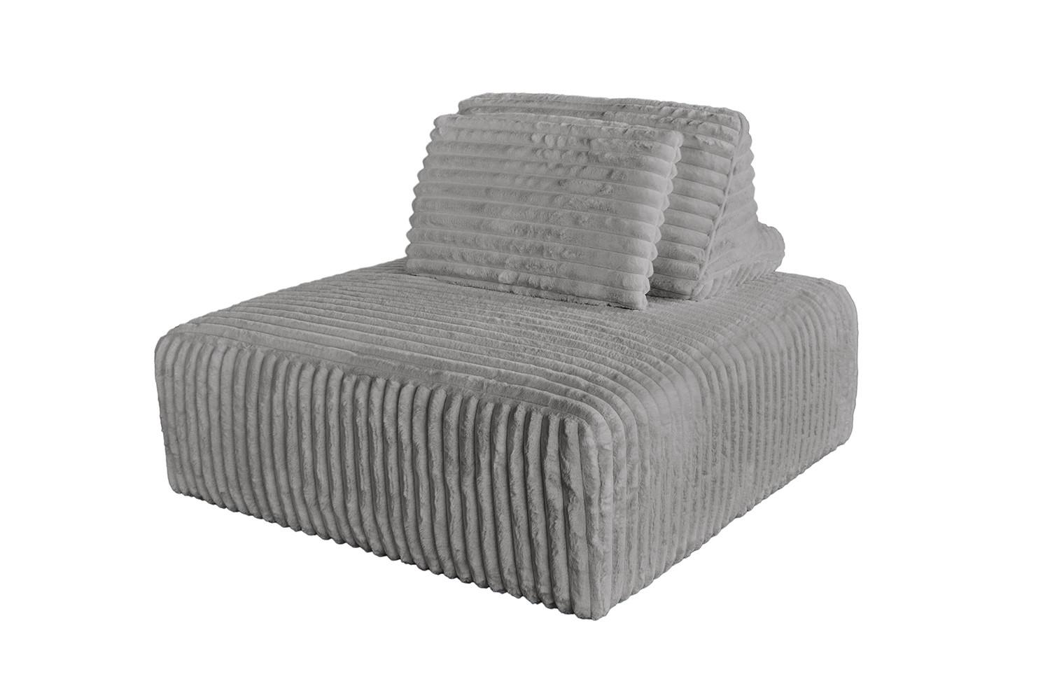 HOCKER MIT RÜCKENKISSEN WIOLO SOFT Grau Cord - Schwarz/Grau, Kunststoff/Textil (111/84/111cm) - KAWOLA
