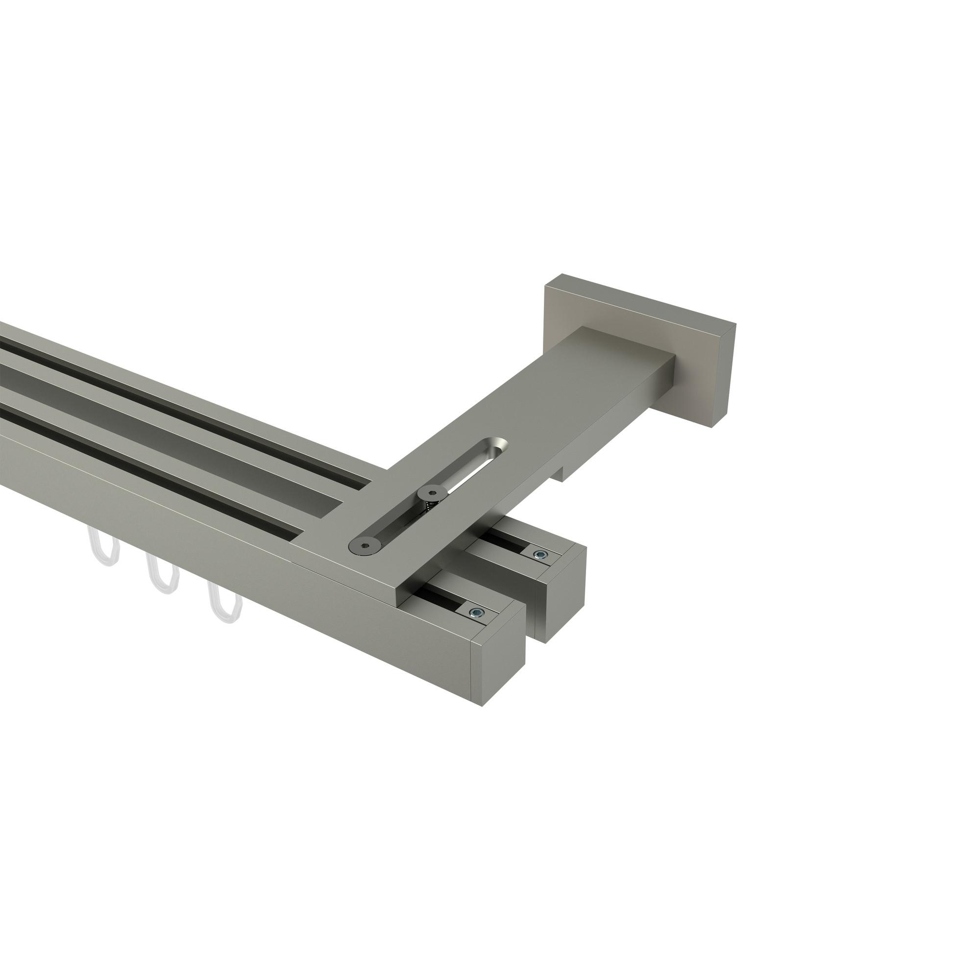 GARDINENSTANGE INNENLAUF Quadline (Multi) Sono 320 cm (geteilt in 2 x 160 cm), 2-läufig, 20x20 mm Satin-Silber - Silberfarben, Metall (320cm) - INTERDECO