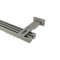 GARDINENSTANGE INNENLAUF Quadline (Multi) Sono 160 cm, 2-läufig, 20x20 mm Satin-Silber - Silberfarben, Metall (160cm) - INTERDECO
