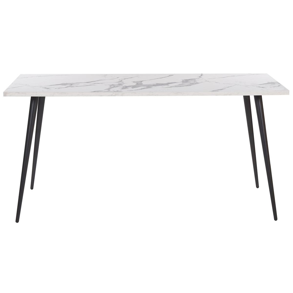 ESSTISCH 160/80/76 cm Weiß schwarz Rechteckig Santiago - Weiß, Holzwerkstoff (160/80/76cm) - Beliani