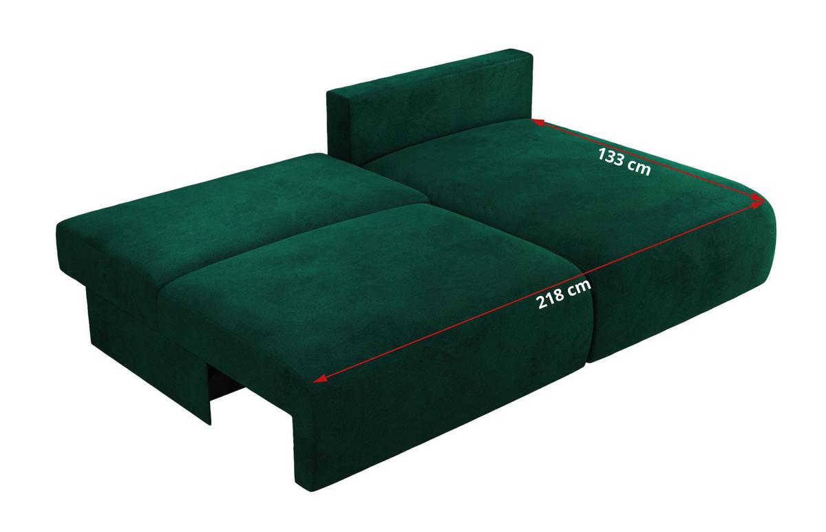 ECKSCHLAFSOFA VIVO L Dunkelgrün Velvet - links - Dunkelgrün/Schwarz, Kunststoff/Textil (223/150cm) - MKS