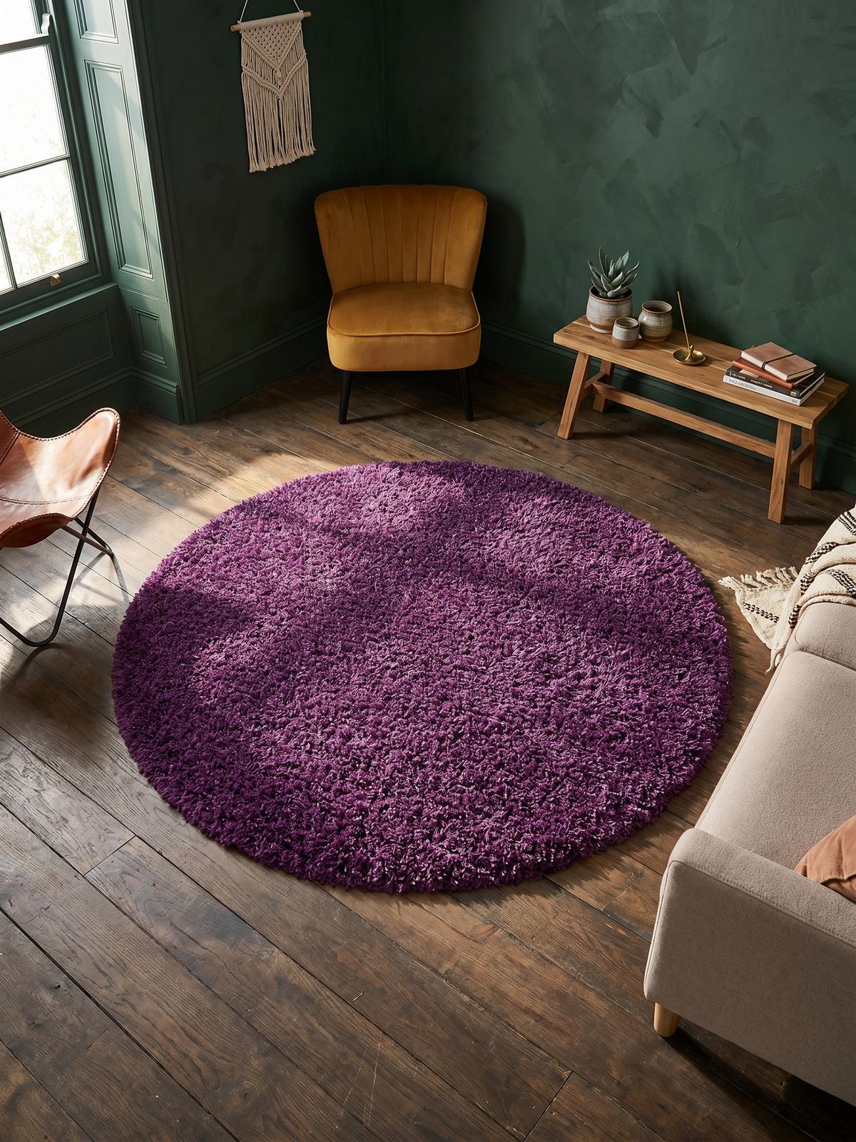 HOCHFLORTEPPICH RHEIN, einfarbig, aus Polypropylen, Violett, Ø 200 cm - Lila, Textil (200/200cm) - KADIMA DESIGN