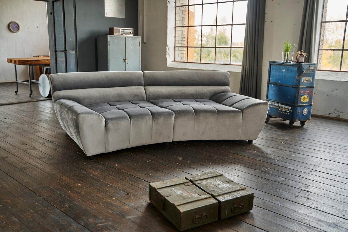 BIG SOFA NERLA Grau Webstoff - Schwarz/Braun, Textil (260/78/165cm) - KAWOLA