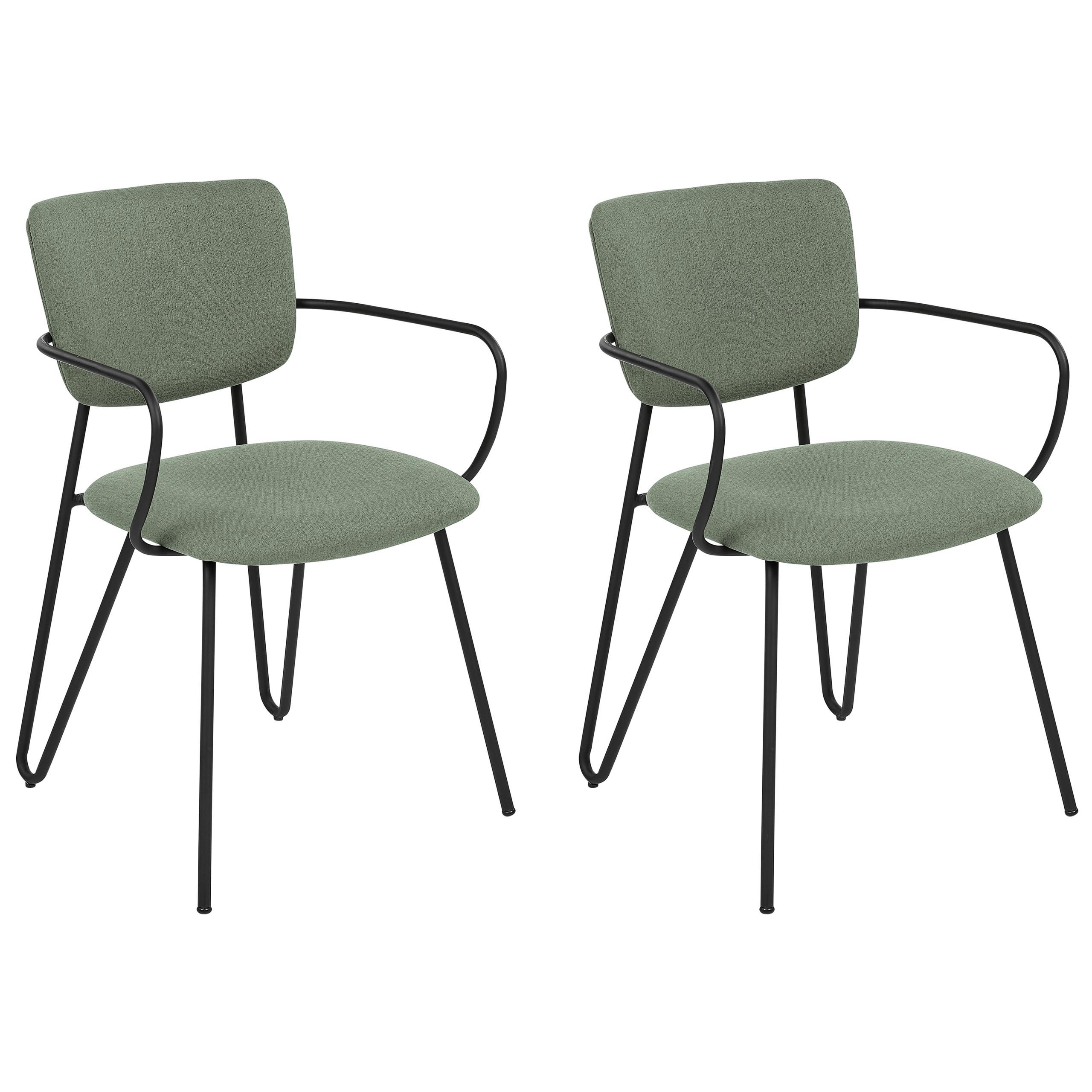ESSZIMMERSTUHL 2er-Set Polsterbezug Grün Elko - Grün, Textil/Metall (45/80/54cm) - Beliani