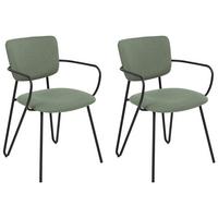 ESSZIMMERSTUHL 2er-Set Polsterbezug Grün Elko - Grün, Textil/Metall (45/80/54cm) - Beliani