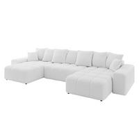 WOHNLANDSCHAFT ENIL-U 401x189x68 Weiß Bouclé - Weiß, Holzwerkstoff/Kunststoff (401/68/189cm) - ALTDECOR