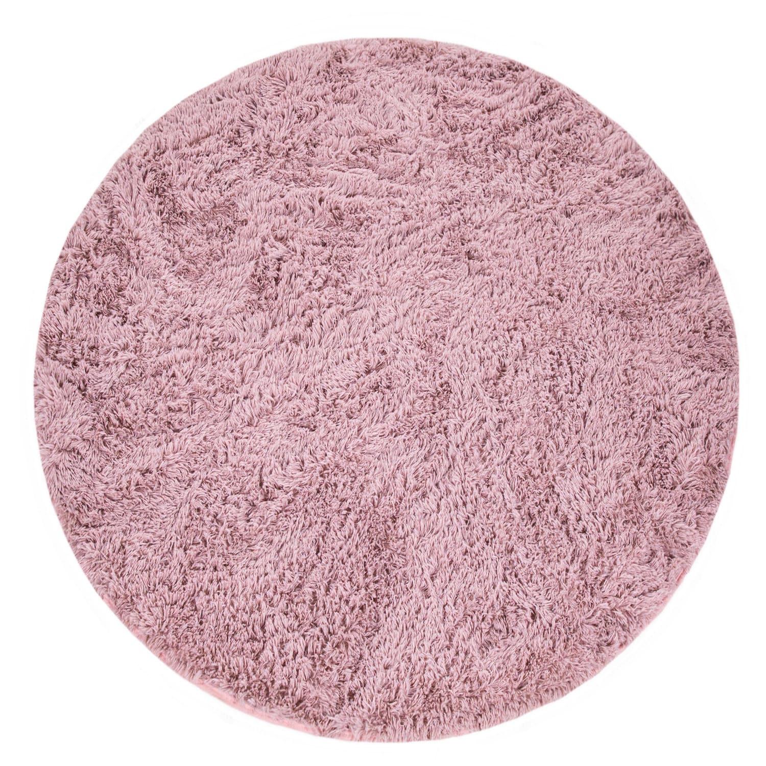 HOCHFLORTEPPICH, einfarbig, aus Polyester, Rosa, Ø 80 cm - Rosa, Textil (80/80cm) - KADIMA DESIGN