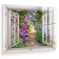 ACRYLGLASBILD Hortensie - Durchsichtig - Blumen - Sommer - Lila - Weg 80x60 cm - Lila, Glas (80/60cm) - MuchoWow