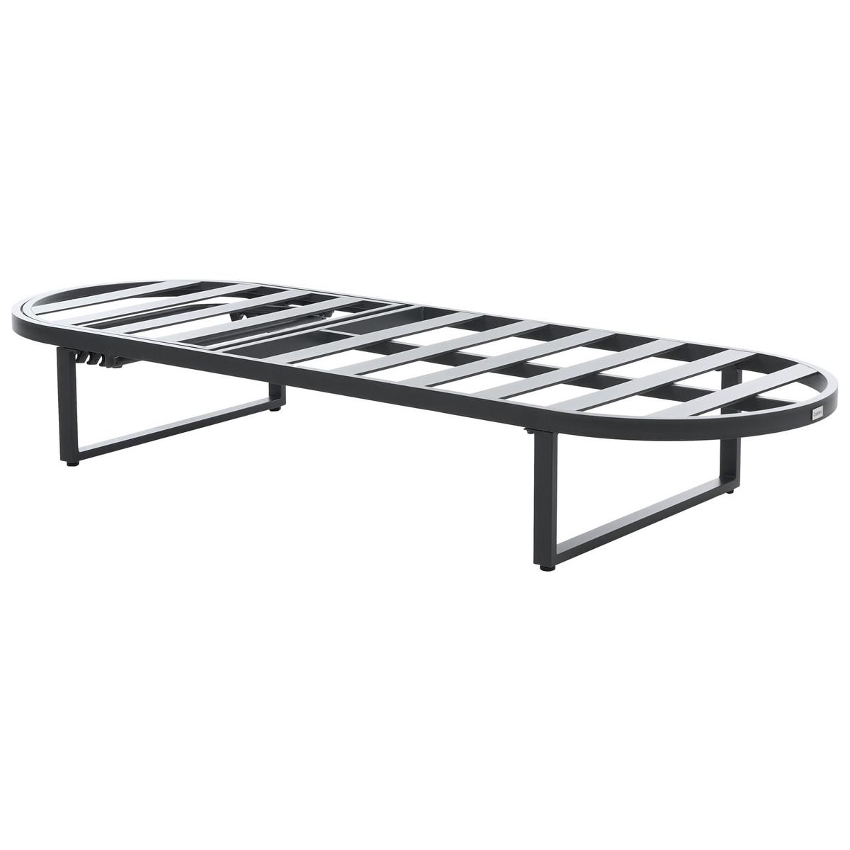 SONNENLIEGE mit Kissen Metall Grau Roncolo - Dunkelgrau/Schwarz, Metall (128/40/70cm) - Beliani