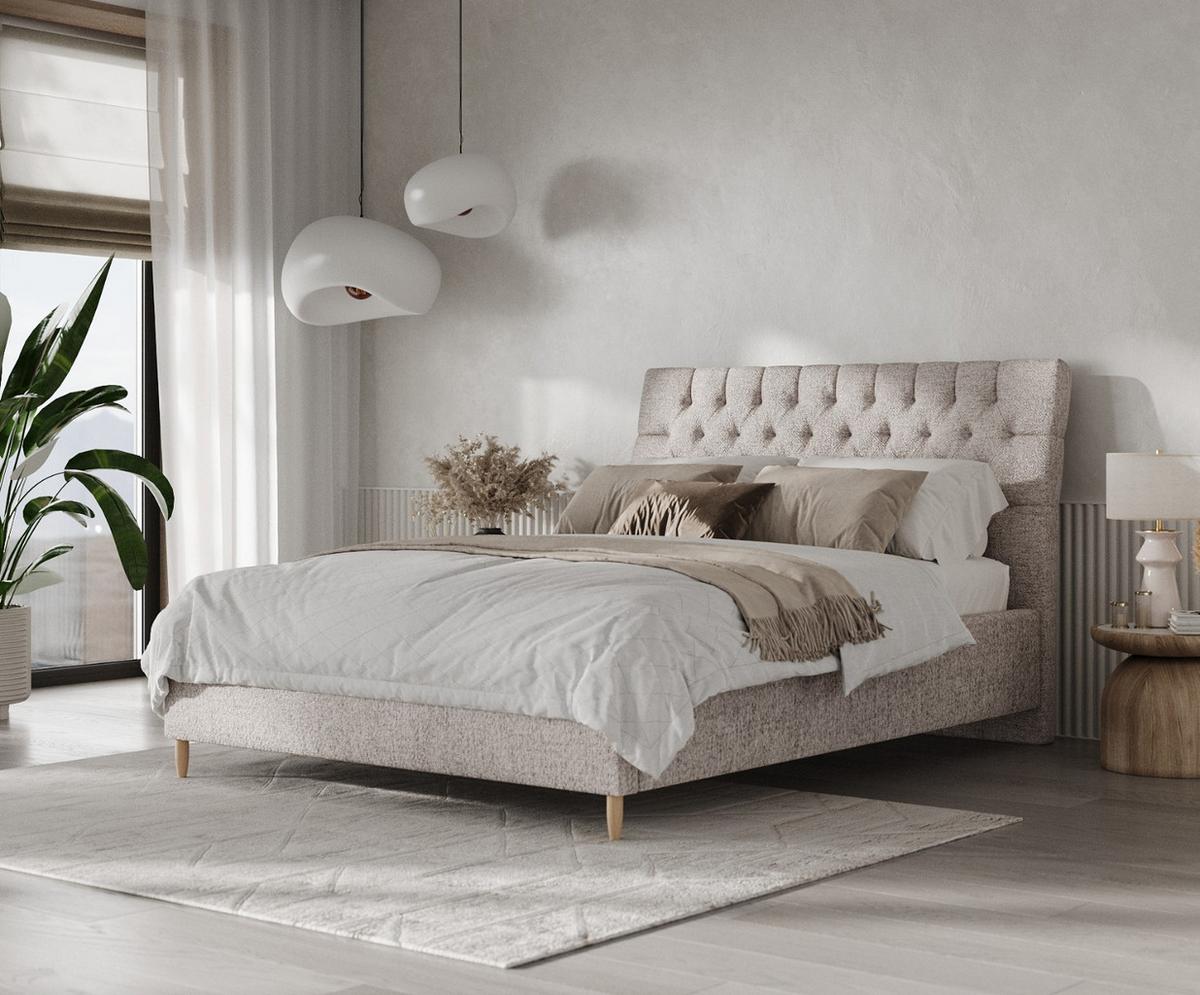 POLSTERBETT Lira 180/200 cm Beige im Neve Stoff - Beige/Naturfarben, Holz/Holzwerkstoff (180/200cm) - AltaBeds