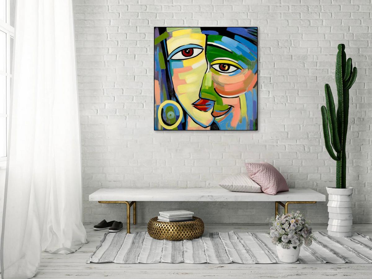 ÖLGEMÄLDE 80/80 cm - Blau/Multicolor, Holz/Textil (80/80cm) - KUNSTLOFT