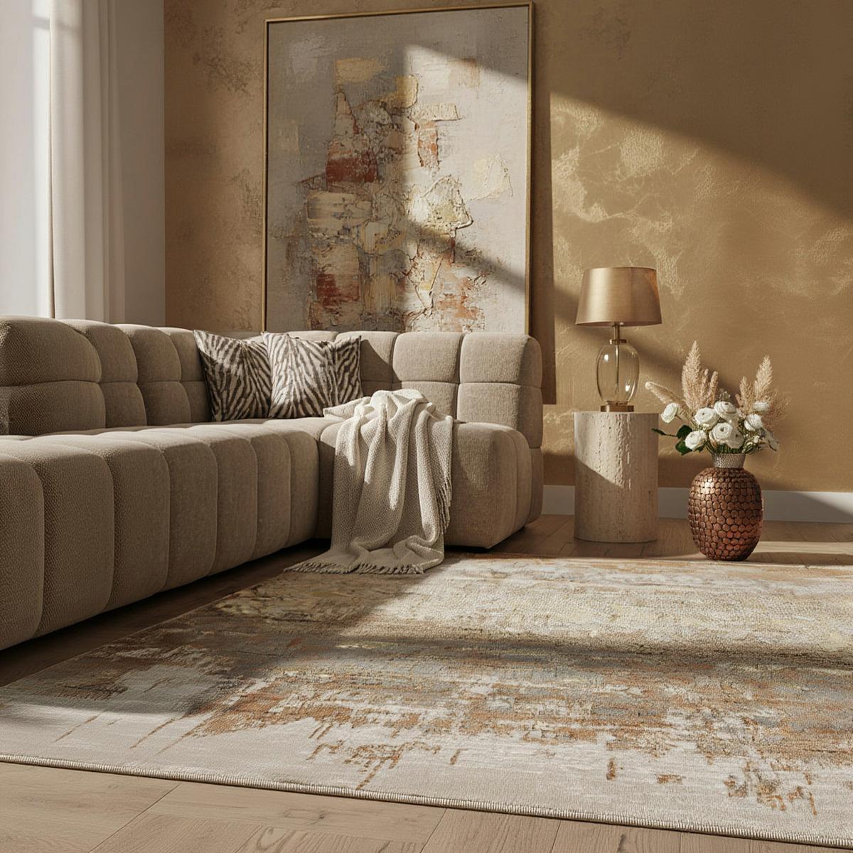 TEPPICH SARNTAL, abstrakt, Gold, 120 x 170 cm - Goldfarben, Textil (170/120cm) - KADIMA DESIGN