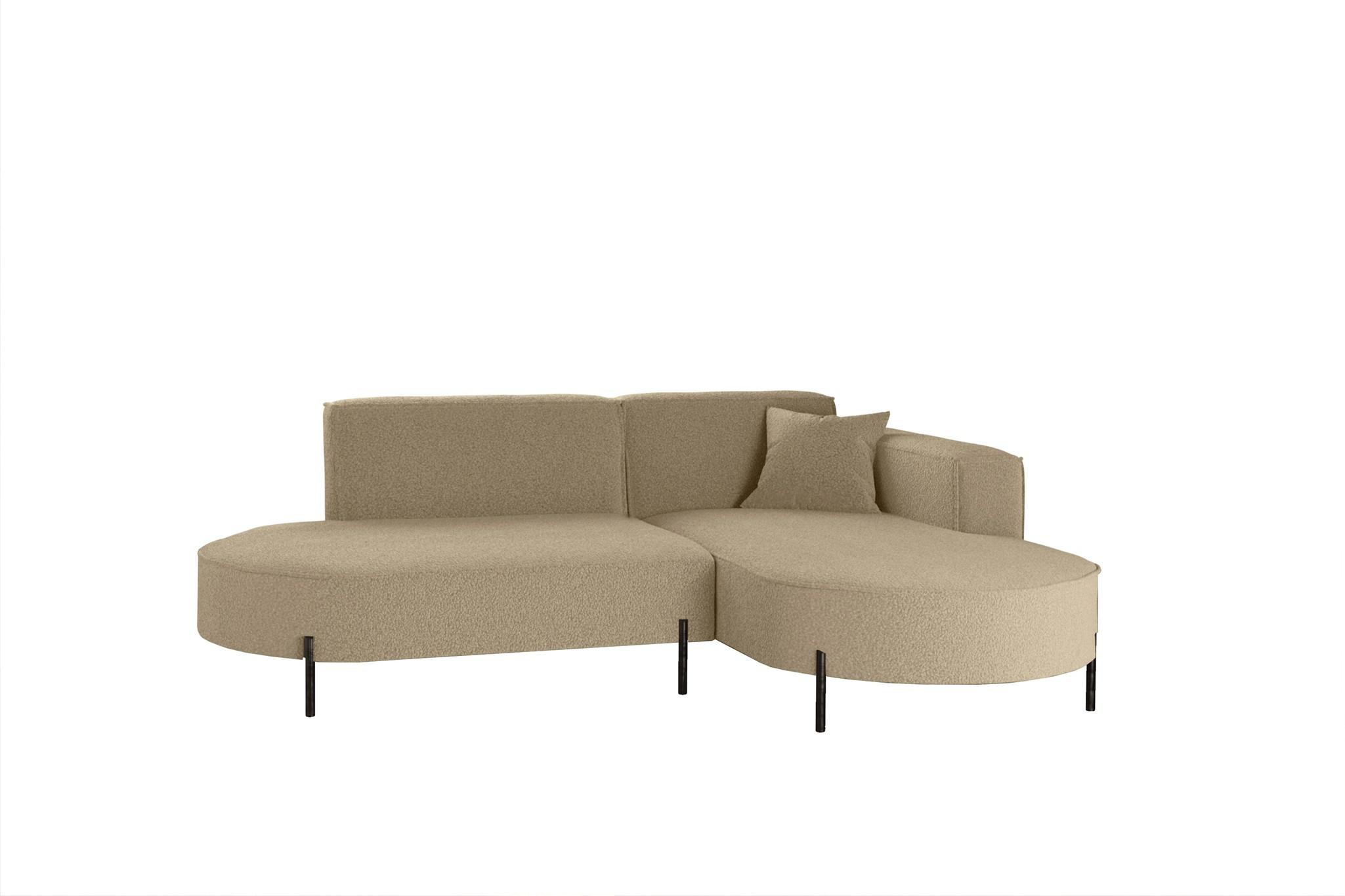 ECKSOFA Valencia Xs - Hellbraun, Holzwerkstoff/Textil (236/165cm) - Fun Möbel