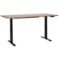SCHREIBTISCH braunschwarz 180/80 cm elektrisch höhenverstellbar Destin III - Dunkelbraun/Schwarz, Holz (80/180/63cm) - Beliani